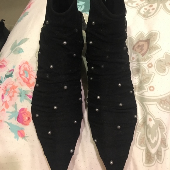 Zara Shoes - HIGH HEEL TULLE ANKLE BOOTS WITH FAUX PEARLS